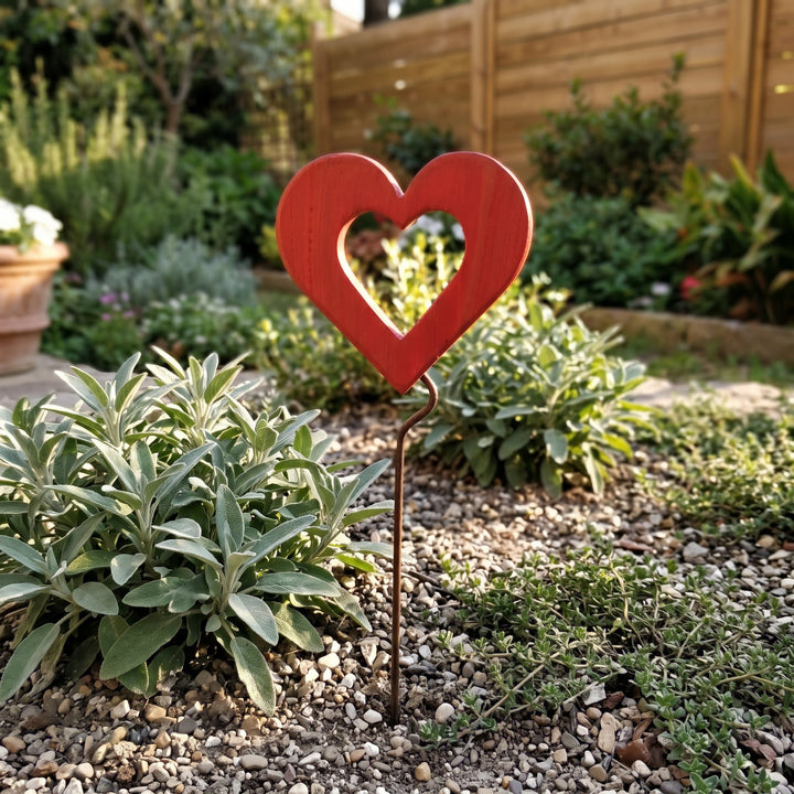 Cuore grande in legno – ghiaia con salvia e timo