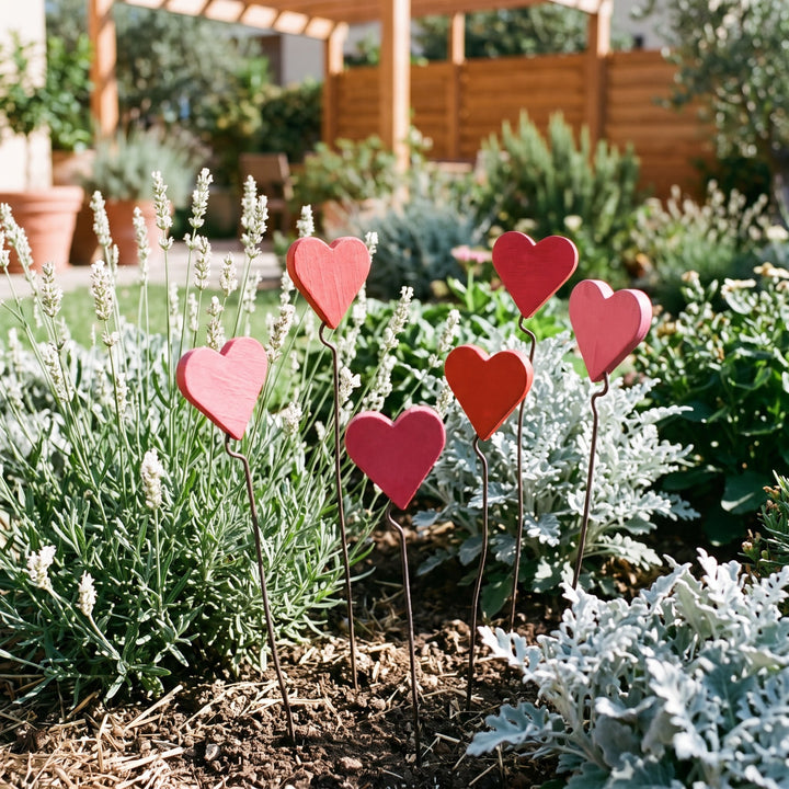 Cuore piccolo in legno – aiuola con lavanda