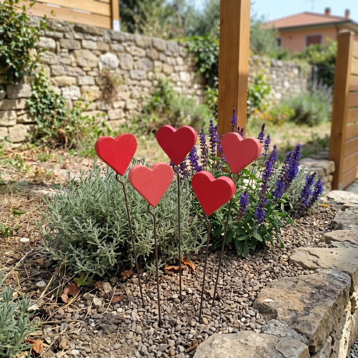 Cuore piccolo in legno – ghiaia con salvie blu