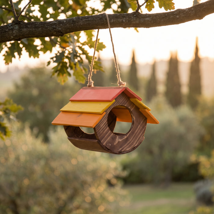Mangiatoia Botticella Treehood in legno fatto a mano – foto 1