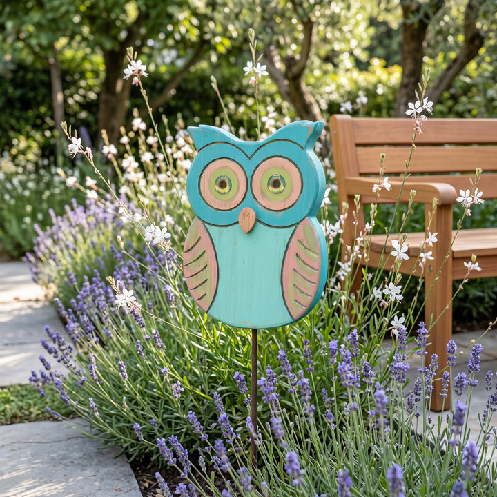 Gufo da giardino Treehood in legno fatto a mano – foto 4