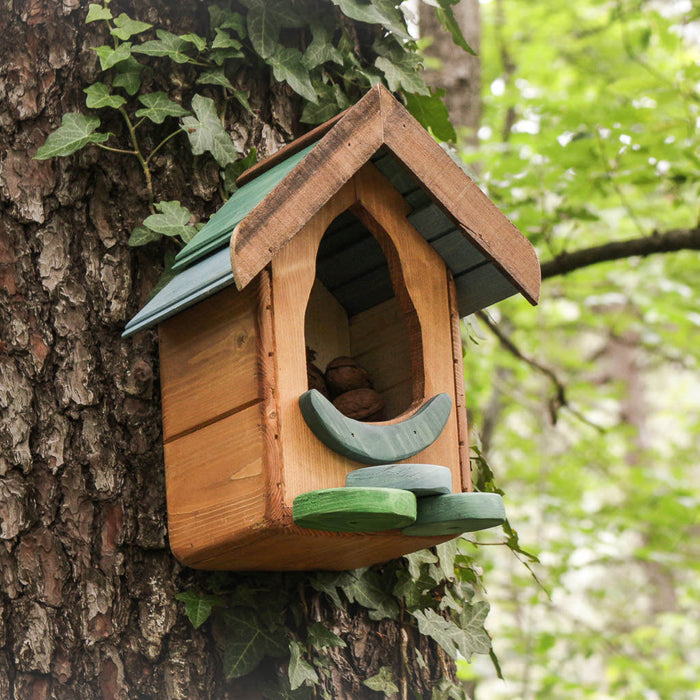 Mangiatoia scoiattolo Treehood - prodotto artigianale in legno
